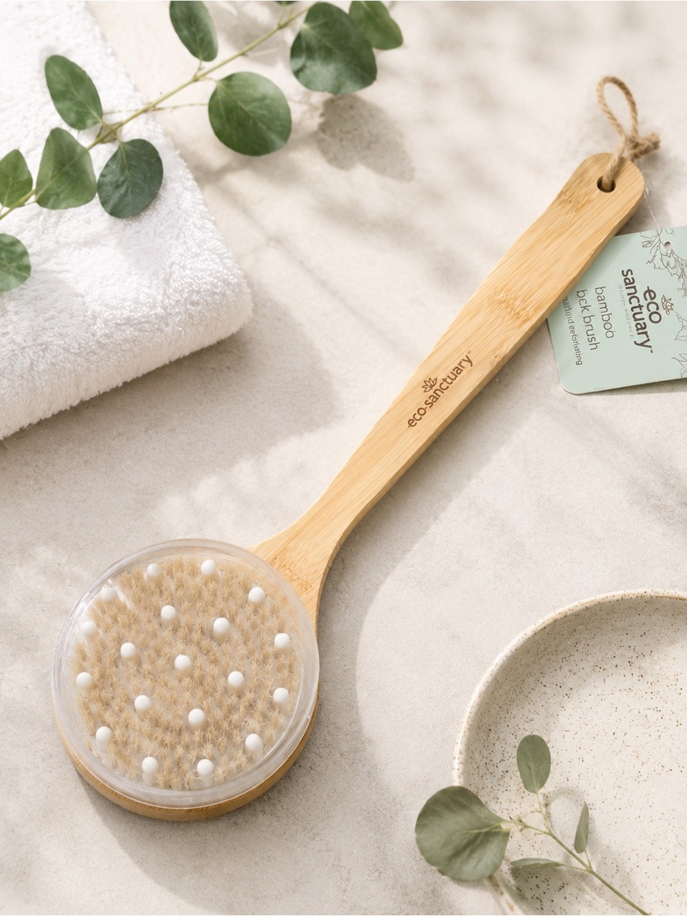 Eco Sanctuary Bamboo Long-Handle Body Brush